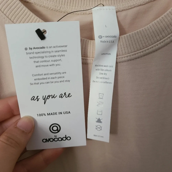 NWT Avocado As You Are Cropped Workout Tank Top Tan Color Size Large Made in USA - Picture 3 of 7